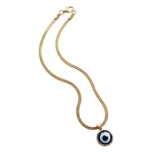 Gold Evil Eye Pendant Necklace – Dainty Protection Layering Chain